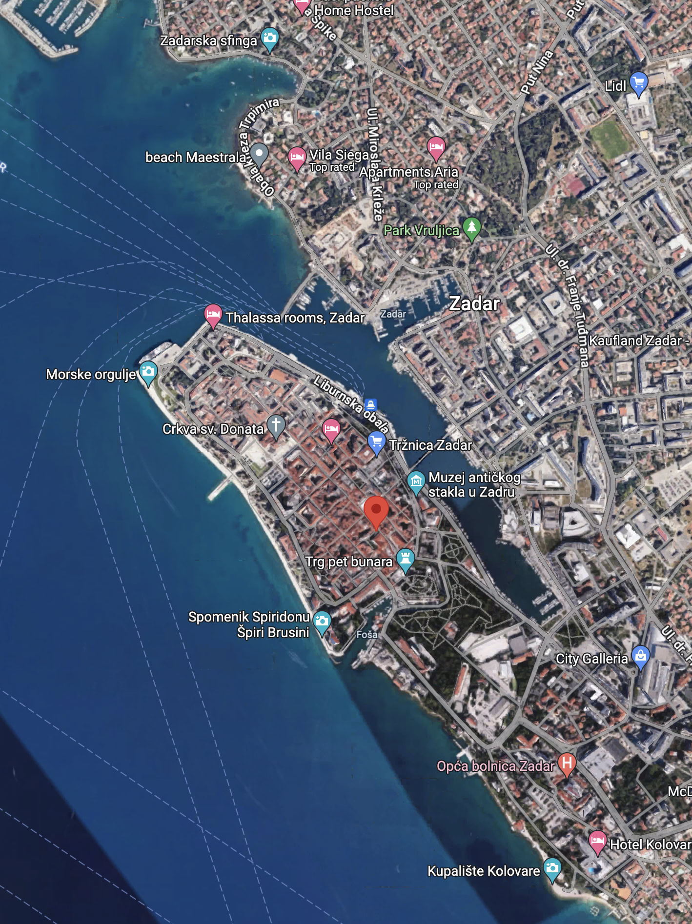screenshot for the location of the previous image in  Zadar - Poluotok 